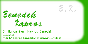 benedek kapros business card